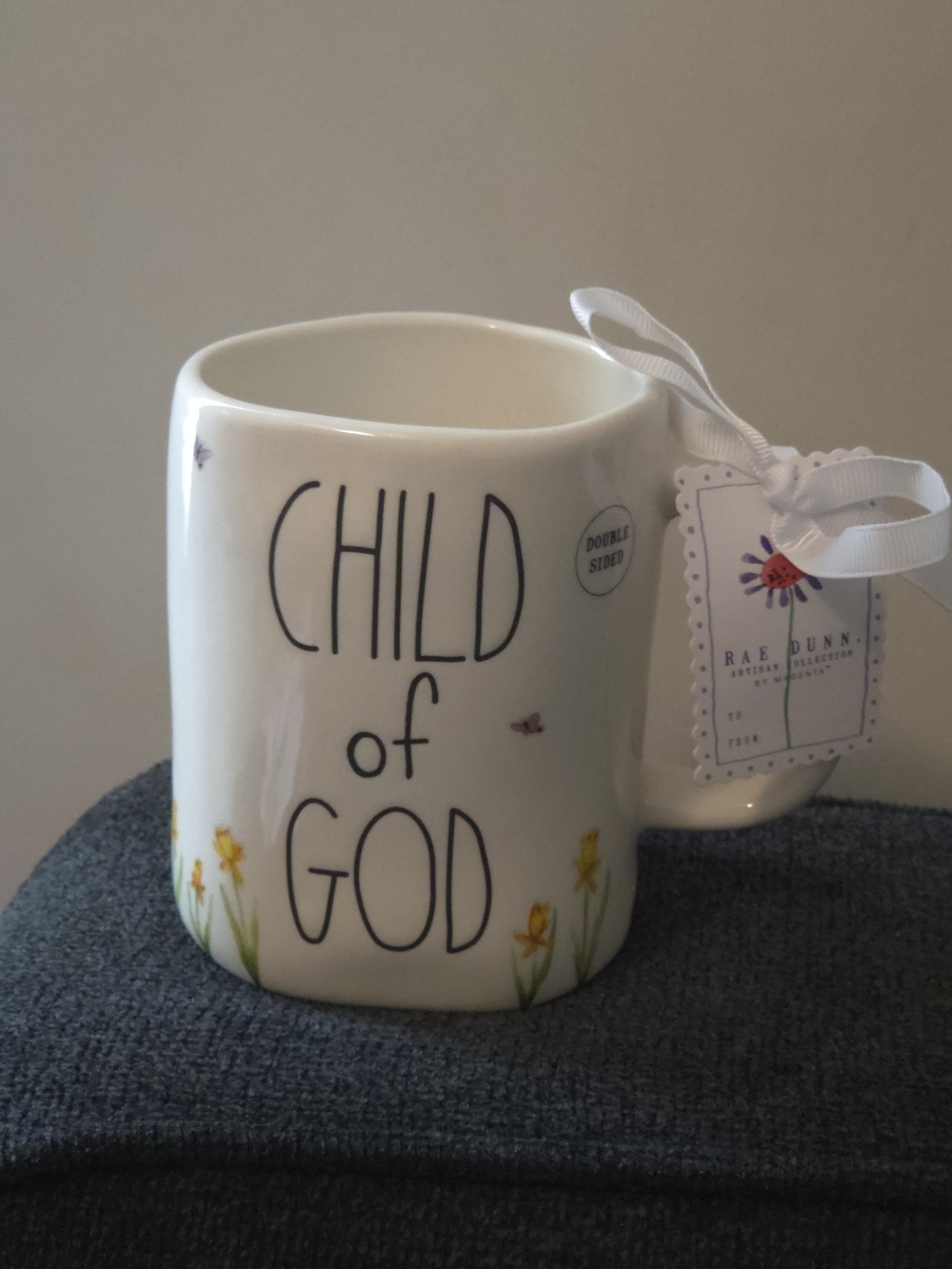 Rae Dunn Child of God Ceramic Coffee Mug. Double Sided With Lamb On Reverse